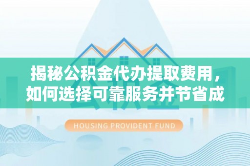 湛河揭秘公积金代办提取费用，如何选择可靠服务并节省成本