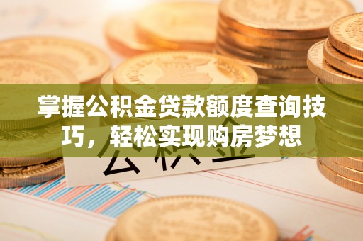 湛河掌握公积金贷款额度查询技巧，轻松实现购房梦想