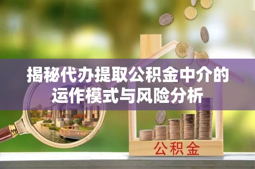 湛河揭秘代办提取公积金中介的运作模式与风险分析