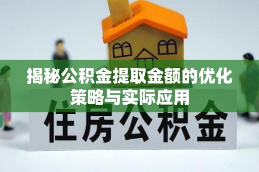 湛河揭秘公积金提取金额的优化策略与实际应用