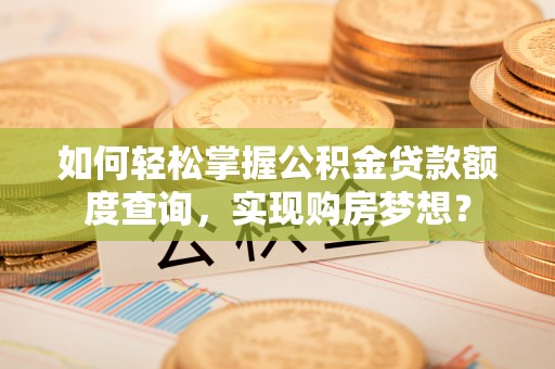 湛河如何轻松掌握公积金贷款额度查询，实现购房梦想？