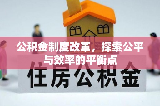 湛河公积金制度改革，探索公平与效率的平衡点