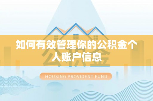 湛河如何有效管理你的公积金个人账户信息