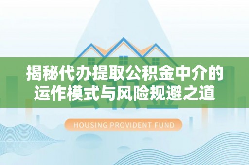 湛河揭秘代办提取公积金中介的运作模式与风险规避之道