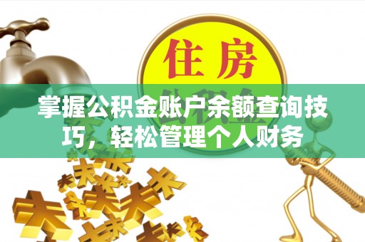 湛河掌握公积金账户余额查询技巧，轻松管理个人财务