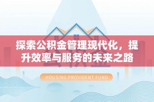 湛河探索公积金管理现代化，提升效率与服务的未来之路