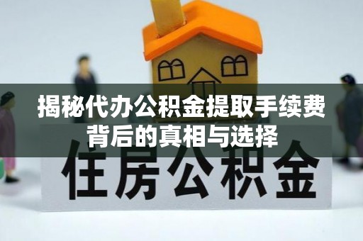 湛河揭秘代办公积金提取手续费背后的真相与选择